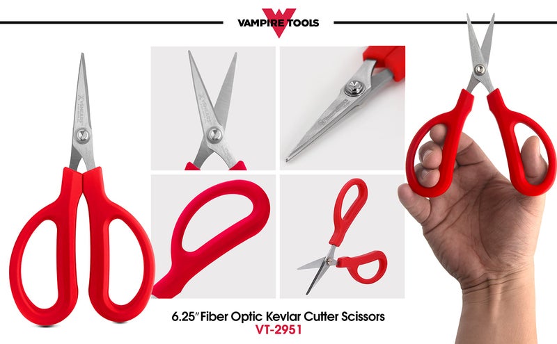 VAMPLIERS 6 1/4" Fiber Optic Kevlar Scissors Industrial Grade Carbon Steel Shears - Cuts Kevlar, Dyneema, Spectra, Vectran, Dacron, Nomex, Technora, Innegra, Carbon Fiber, Fiberglass - Image 3